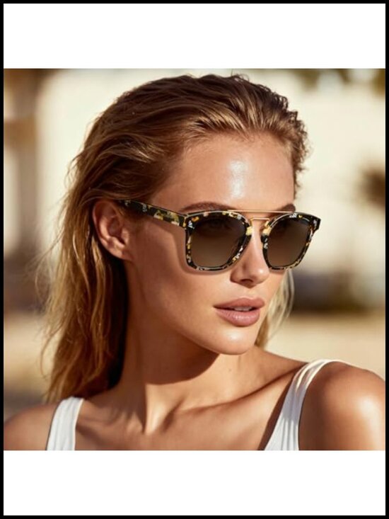 Retro Square Double Bridge Sunglasses Polarized UV400 Protection Acetate Frame main image 5